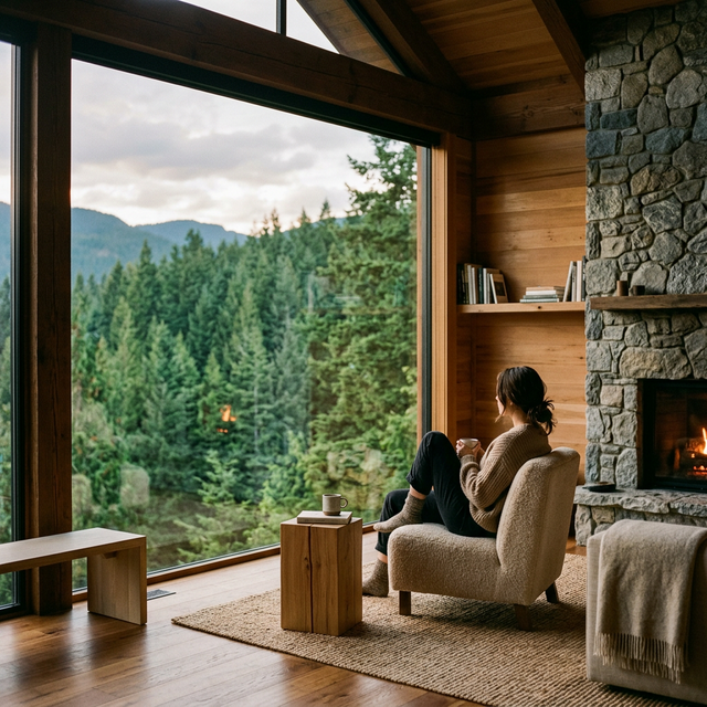 Interno minimalista e rilassante in montagna